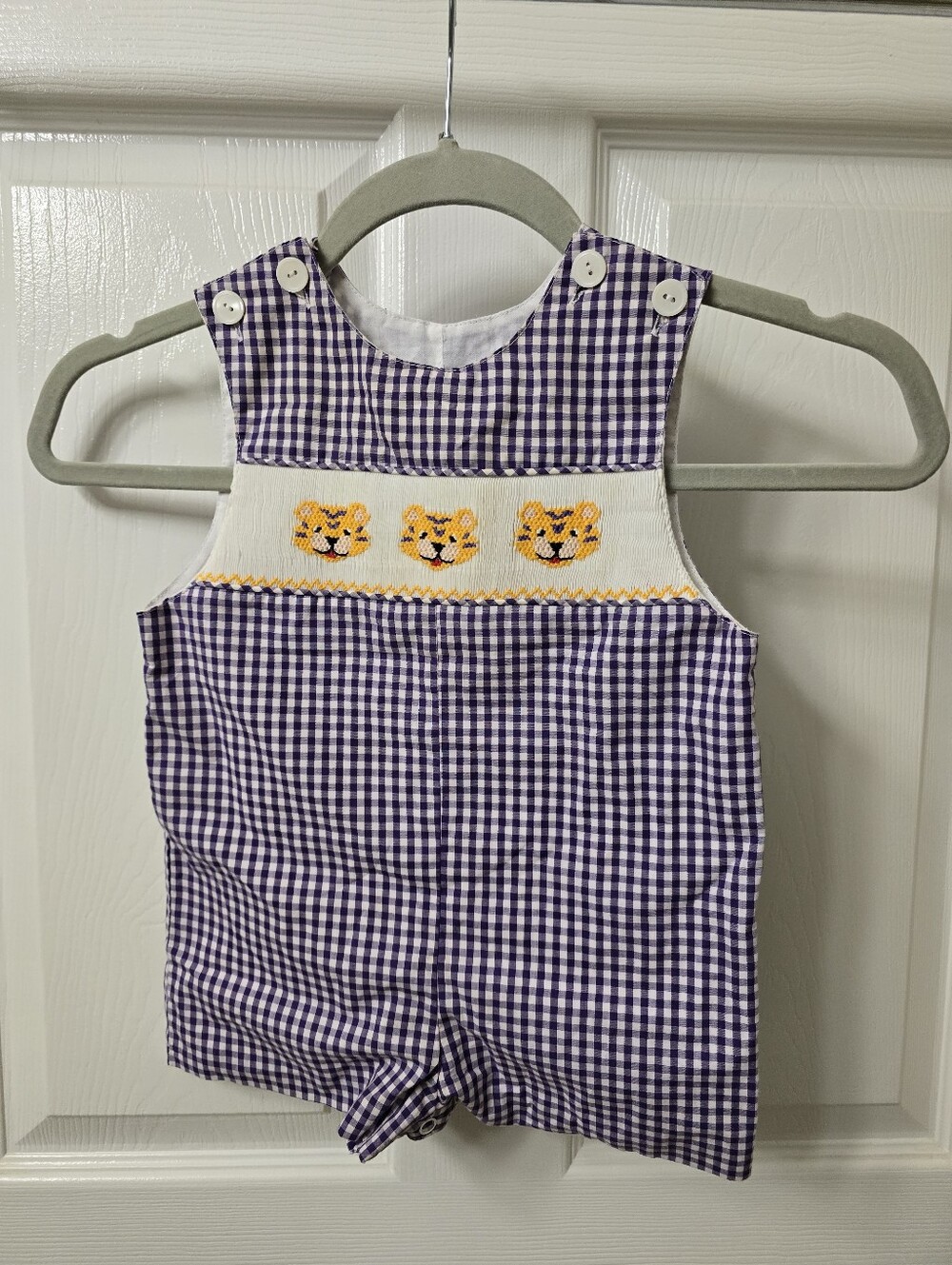 Southern Saturday Smocked LSU Tiger Romper Pre-owned